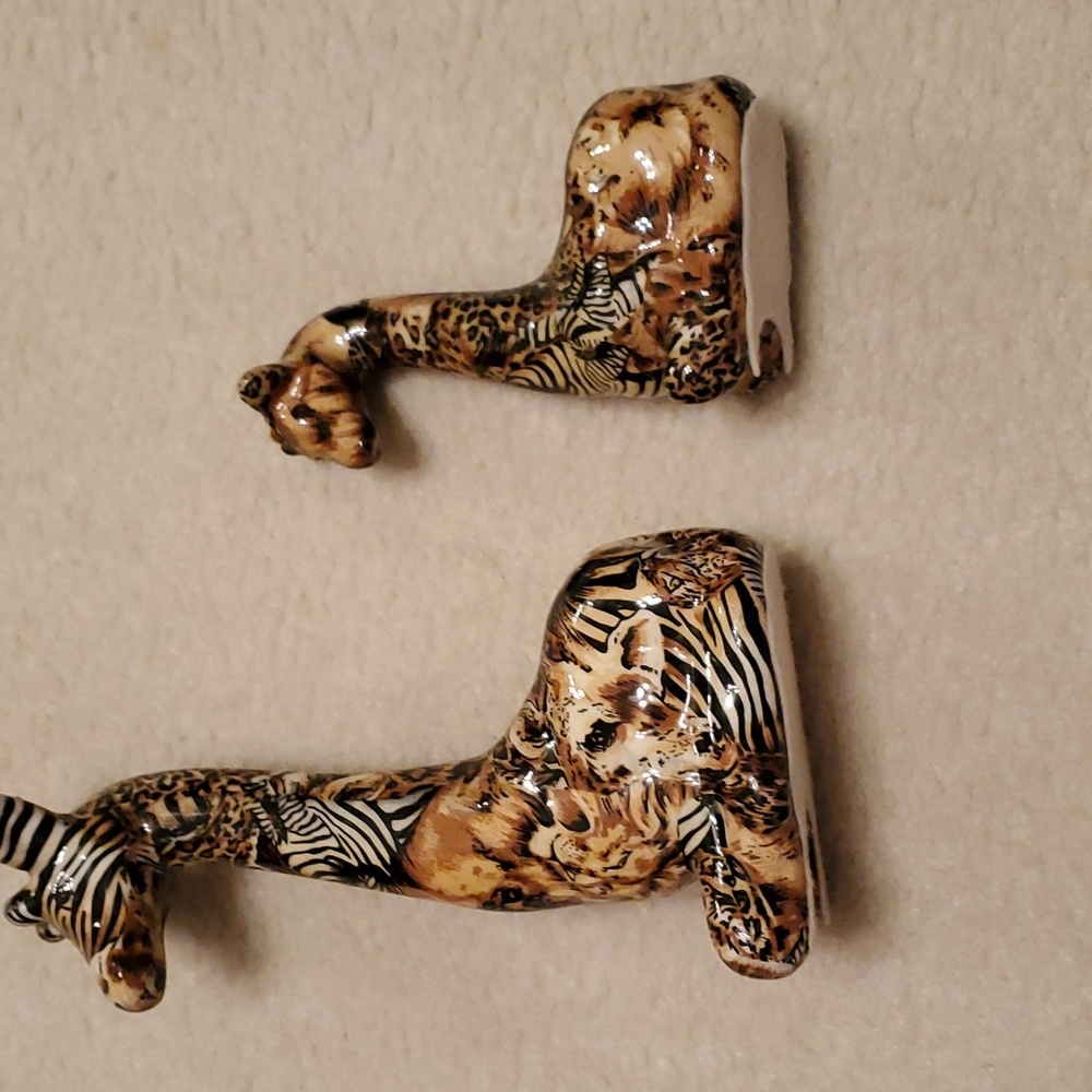 Set La Vie Ceramic Giraffe Mother & Baby Patchwork 1980’s Figurines